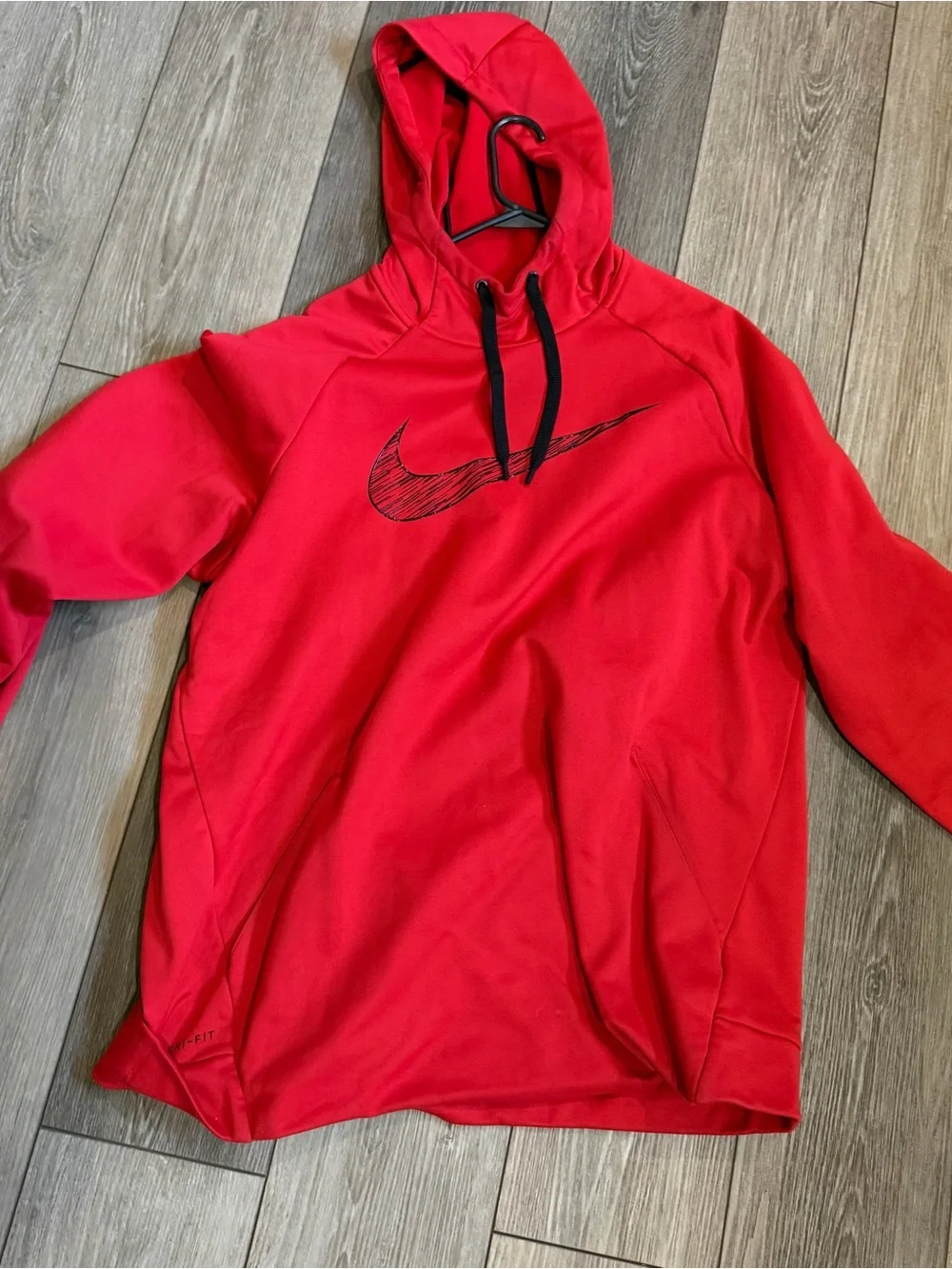 Nike Red Crewneck Hoodie with Black Swoosh